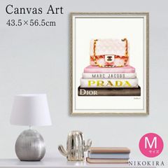 アートパネル アートポスター ブランド シャネル CHANEL プラダ ヴァレンチノ ディオール 43cm モダン 玄関 トイレ キャンバス デザイン アート a2 ブックスタック ピンク バッグ M フレーム付き ブランド かわいい 開運 運気が上がる絵