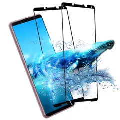 【緊急入荷】全面貼り付け 強化ガラス えくすへ5III エクスペリア5マーク3 フィルム 保護フィルム エクスペリア5III ガラス 5III 保護 SOG05 ふぃるむ 全面吸着 ガラスフィルム 【2枚セット】【ヘラ付き/干渉しない/全面吸着/貼り付け簡単/