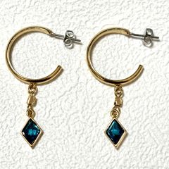 ピアス ブルー ゴールド ダイヤ形【397】