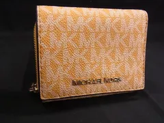 ■美品■ MICHAEL KORS マイケルコース MK柄 PVC 三つ折り 財布 ウォレット 札入れ 小銭入れ カード入れ レディース オレンジ系 DJ2861