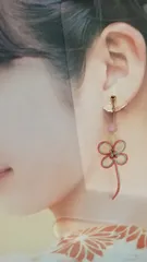 縁起の良い★ 幸せの四つ葉のクローバー 叶 イヤリング ミニダブル ピアス 水引