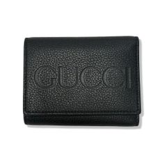 GUCCI グッチ 三つ折り財布 レザー ブラック コンパクトウォレット