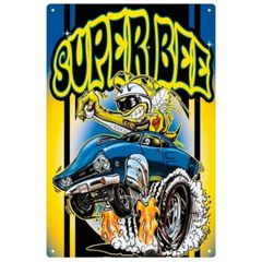 【820】新品 レトロ ブリキ看板 ★ SUPER BEE ★ スーパービー アメ車 カスタムカー マッスルカー ホットロッド ダッジ HOT ROD Dodge アメリカン雑貨 ガレージ フェンス ヴィンテージ