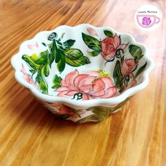 大きめな鉢　直径14.5cm　ピンクの芍薬模様　ツェラミカミレナ　ポーランド食器　オーブン・電子レンジ・食洗機対応　ボレスワヴィエツ　ポーリッシュポタリー