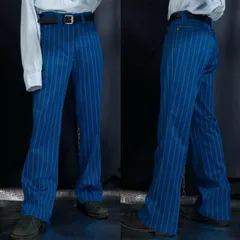 70s FARAH USA made Center Crease School in Color Chalk Stripe (Bird’s Eye) Flare Slacks