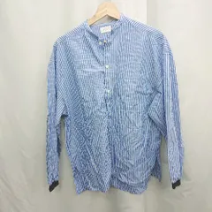 ◇ Θ FOVフォブ 縦ストライプ 長袖 スタンドカラーシャツ サイズF ブルー系 レディース E  【1505290055314】