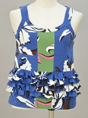 マルニ MARNI フリル 総柄 ノースリーブカットソー/タンクトップ 36サイズ ブルー イタリア製 レディース F-S3793のサムネイル