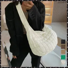 キルトショルダーバッグダウン風レディースキルティング ソフトバッグ 斜めがけ カジュアル 大きめトートバッグ 軽量 マザーバッグ 大容量 餃子型バッグ 黒　無地デイリーバッグ 秋冬 肩掛けバッグ 柔らかいかばん韓国