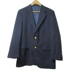 80S 英国製 バーバリーズ ダブル 紺ブレ ホースロゴ刻印 金ボタン 48R 美品 バーバリー USA製 90s テーラードジャケット 金ボタン 紺