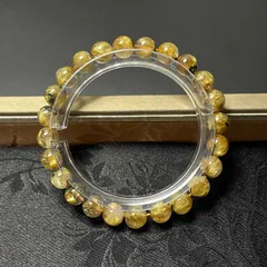 上品 EU製 ★太陽花タイチンルチル★黄金針水晶 金運 開運 ゴールド ブレスレット パワーストーン ギフト 7.7-7.9mm ZB8457