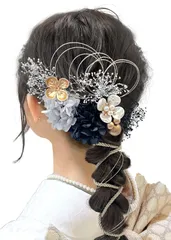 【在庫限り！】ドライフラワー 水引 花 振袖 和服 ヘアーアレンジ 和装 ヘアアクセサリー 着物 袴 セット 浴衣 髪飾り 成人式 結婚式 髪飾り 卒業式 人気 七五三 お祭り [JZOON] ポニーテール