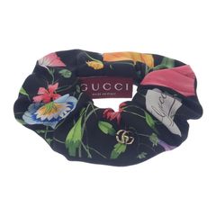 未使用級 GUCCI グッチ プリントツイル シュシュ GG シルク フローラ柄