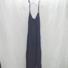 ◇ ◎ UNIQLO フロントボタン　夏向け　カジュアル ノースリーブ ロング丈 ワンピース サイズL ネイビー系 レディース E  【1506130014300】