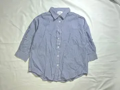 【213815】 petit main LIEN　プティマインリアン　シャツ　ブラウス　長袖　ストライプ柄　コットン100％　F  ・ ブルー/ホワイト