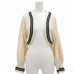ヘザー Heather カーディガン ケーブルニット ボレロ ショート丈 ボーダー F アイボリー /UD