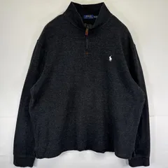 古着 ポロ・ラルフローレン POLO RALPH LAUREN スウェット ハーフジップ トレーナー 大きいサイズ ワンポイント ニット XXL  ダークグレー系 メンズ