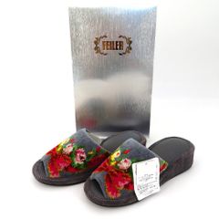 FEILER フェイラー FEILER　前あき スリッパ　ルームシューズ　グレー 未使用品