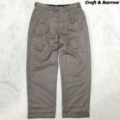CROFT & BARROW ワイドスラックス 2タック センタープレス 裾ダブル W34×L30 グレー系 クロフトアンドバロー