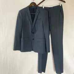 【美品】ZARA MAN BASIC  ザラマン　Slim Fit  スーツ　セットアップ　EUR46  ダークネイビー　ダークグレー　レーヨン混