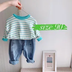 【ヘビロテ確定♪】韓国ファッション　キッズ　ユニセックス　ボーダー　ボタッと　むらさき　グリーン　オレンジ　パステルカラー