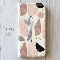 Galaxys21 ギャラクシーs21★シンプル マーブル フラワー