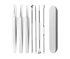 角栓ピンセット 8pcsセット  精密ピンセット 汎用型ピンセット 毛抜き 極細ピンセット ニキビ取り 黒ずみ取り 毛穴ケア 角栓取り ピンセット 収納ケース