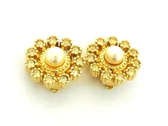 ■美品■ NINA RICCI ニナリッチ ラインストーン パール クリップ式 イヤリング アクセサリー レディース ゴールド系 DI3940