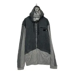 adidas ロゴ スウェット パーカー アディダス L グレー 裏起毛 フルジップ 古着卸 アメリカ仕入 a606-6076