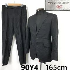VINCENZO LILOIA★上下セットアップ/秋冬スーツジャケット&パンツ【90Y4/メンズS-M程度/黒/black/ストライプ】Jackets/Set up◆cBH886<sale>
