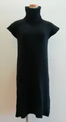 ZARA ザラ ワンピース チュニック ニット セーター 半袖 Mサイズ ハイネック ブラック 20250626 j202h0625