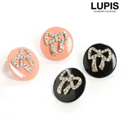 ピアス リボン ボタン ブラック ピンク 量産型 かわいい ルピス q482