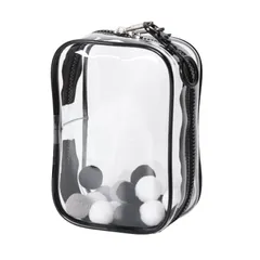 [Alpha Depot] ぬいぐるみポーチ ぬいポーチ 痛ポーチ 痛バッグ 推し活 透明 クリアポーチ クリアバッグ 見せバッグ 人形入れ ぬいば ポンポンボール付き (ブラック) [ブラック]