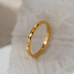 ダイヤカットリング ステンレスリング 11号 14号 16号 細めリング ダイヤモンドカット 金属アレルギー対応 シンプルデザイン リング 指輪 韓国アクセサリー 342R シースキー【seasukii】
