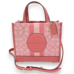 新品同様 COACH コーチ シグネチャー デンプシー キャンバス トートバッグ ショルダーバッグ C8417 ピンク レディース 古着 中古 USED