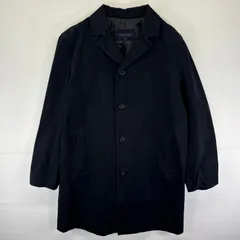 古着 トミーヒルフィガー TOMMY HILFIGER ステンカラーコート ロング丈ジャケット ボタン コート L  ブラック 無地 メンズ