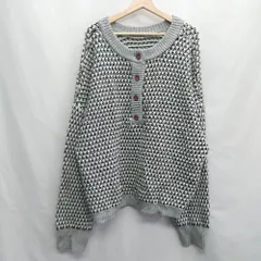 ■ ⊇ CLASSICALELF 2way ジャガード柄 長袖 ニット セーター サイズXL ブラック グレー ホワイト レディース E  【1410100002887】