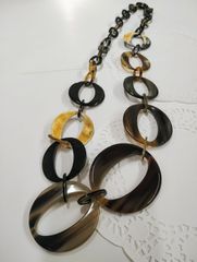 新品未使用☆TarTar☆牛の角☆グラスデザインルーペネックレス&ピアス 