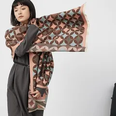 大判 ストール 厚手 春 秋 冬 七宝柄 チェック柄 ピンク×ブラウン レディース ショール 母の日 ギフト プレゼント ポリエステル ボリューム ブランケット代り ドット 女性 ロング 柔らかい 模様 持ち運び マフラー 膝掛け 長め 長方形 透けない 寒さ