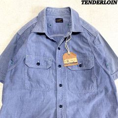 TENDERLOIN シャンブレーシャツ ワークシャツ タグ付 ショートスリーブ 半袖 Sサイズ サックス インディゴブルー 青系 テンダーロイン