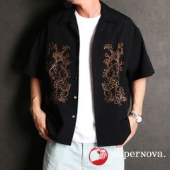 【superNova./スーパーノヴァ】Aloha shirt - Flower chain embroidery / アロハシャツ - フラワー チェーン エンブロイダリー / SN-572A【メンズ】【ユニセックス】【送料無料】