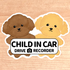 チャイルドインカー.ドライブレコーダー【トイプードル2匹】マグネットタイプ/シールタイプ/吸盤タイプ