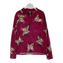Stussy ペイズリー 総柄 レーヨンシャツ L 赤 紺 花 オープンカラー Stussy ペイズリー 総柄 レーヨンシャツ L 赤 紺 花 オープン