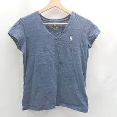 ◇ Φ⊂ POLO RALPH LAUREN ロゴ刺<!-利用不可文字-!> 半袖 Tシャツ カットソー サイズ XS ネイビー系 レディース E  【1502030041040】