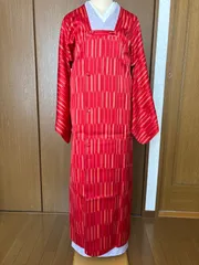 道行　赤系　単衣仕立て　裄66.5