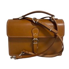 Courreges クレージュ 2wayバッグ 茶 ヌメ革 ハンドバッグ ショルダーバッグ 肩掛け 斜め掛け 手持ち鞄 ロゴ レザー