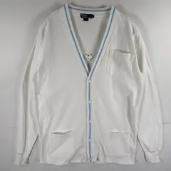 古着 ポロバイラルフローレン Polo by Ralph Lauren カーディガン コットンニット シャンブレ Vネック スナップボタン M  ホワイト メンズ