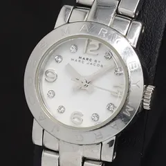 箱/説明書/5コマ付 稼働 マークバイマークジェイコブス QZ MBM3225 ホワイト文字盤 ラウンド 石付 レディース腕時計 2000000 NSK OMI
