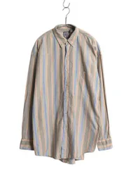 【お得なクーポン配布中!】 90s オールド ギャップ ストライプ 長袖 ボタンダウン シャツ メンズ M 古着 旧タグ BD 長袖シャツ ポケット付き カジュアル マルチカラー