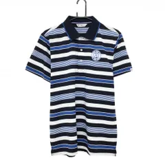 アンパスィ 半袖ポロシャツ ネイビー×白×ブルー ボーダー メンズ LL ゴルフウェア and per se