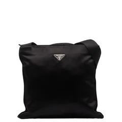 プラダ 三角ロゴプレート テスート 斜め掛け ショルダーバッグ ブラック ナイロン レディース PRADA【1-0146825】